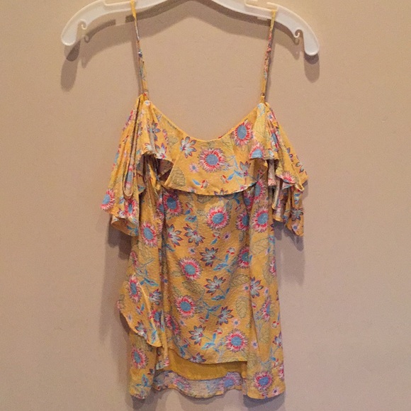 MISS ME Top Floral Off Shoulder Blouse Yellow NWT - Picture 5 of 6